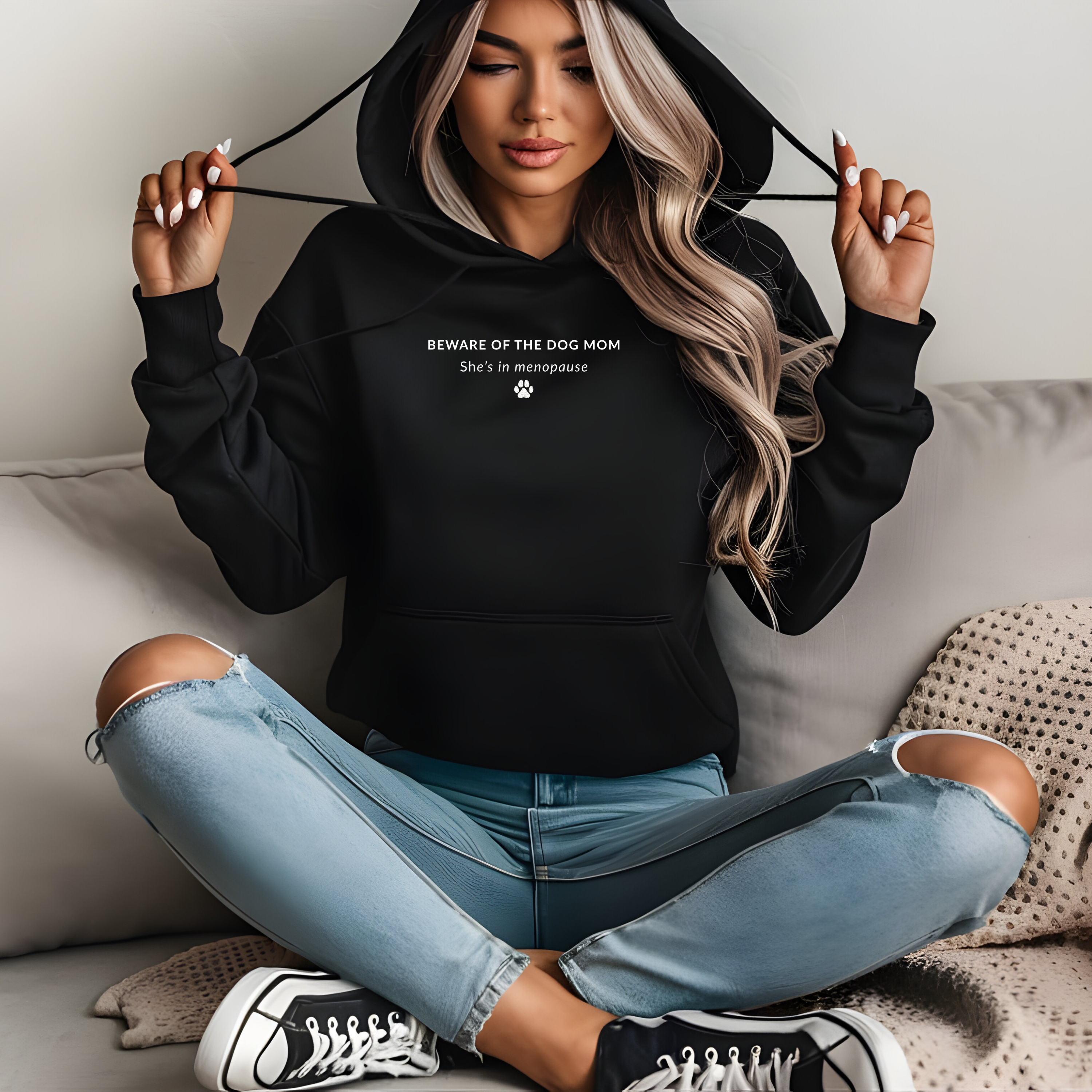 Beware of the Dog Mom- Statement Premium uniseks hoodie