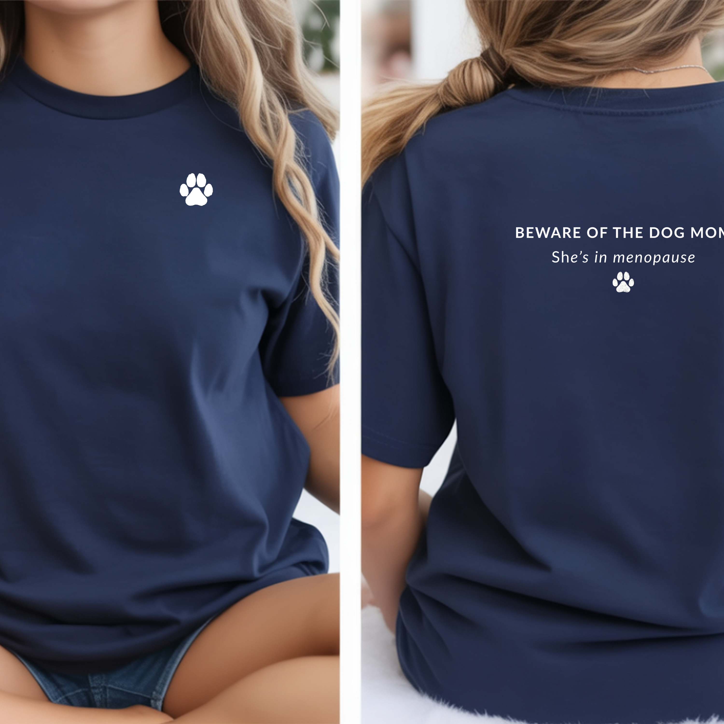 Beware of the Dog Mom T-Shirt – Grappig Menopauze Design – Premium Katoen